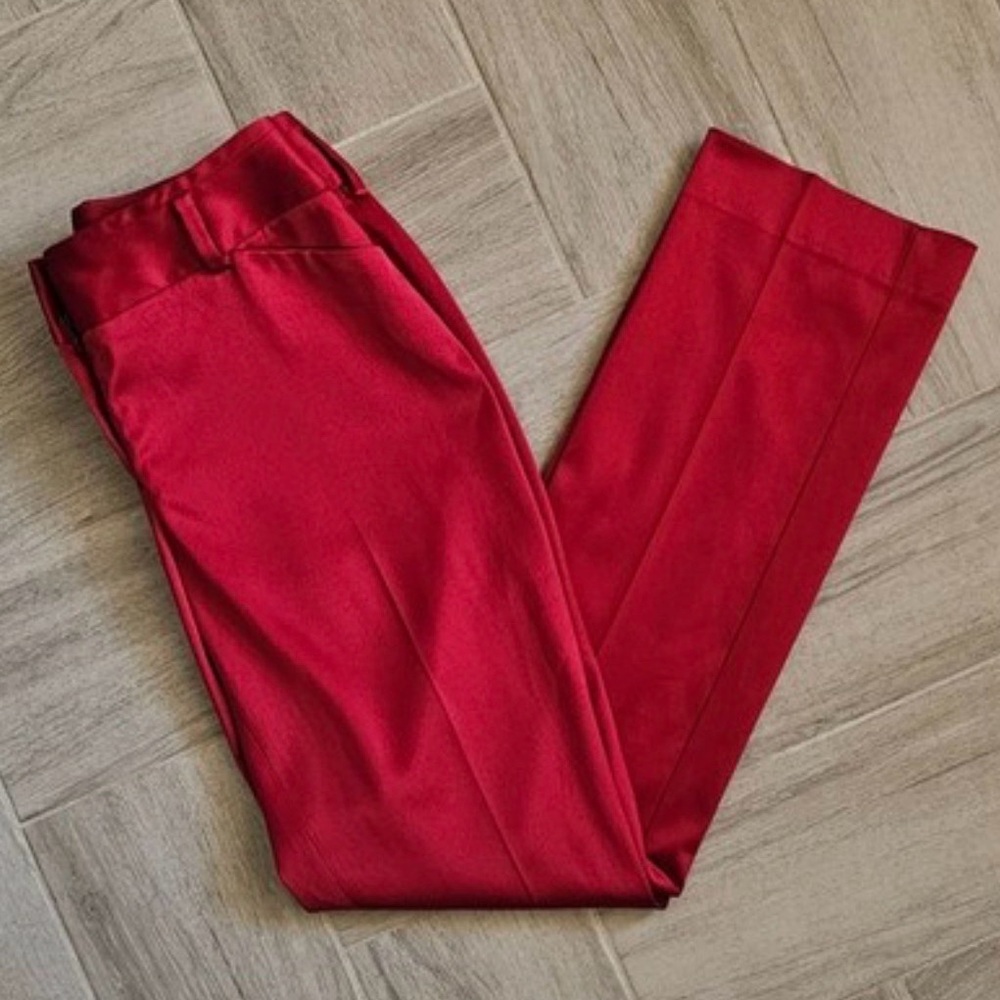NWOT Express Design Studio Women's Red Satin Editor Pants 4R